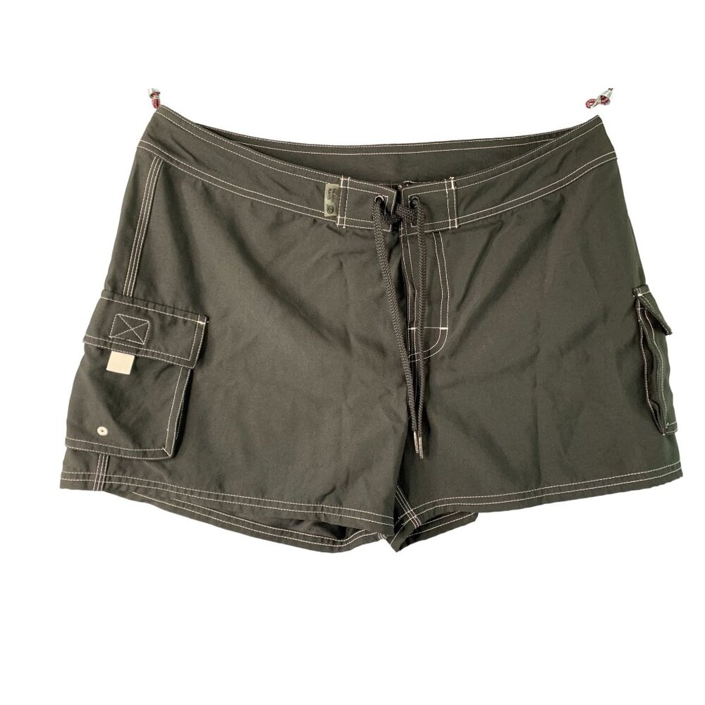 Beach Rays Womens Size 10 Shorts Pool Swim Bottom Black Cargo White Stitching Dr